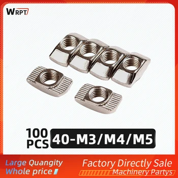 100 бр./3D принтер резервни части M3/M4/M5 въглеродна стомана Т-образна гайка монтаж на алуминиеви съединители за 4040 industry specifica