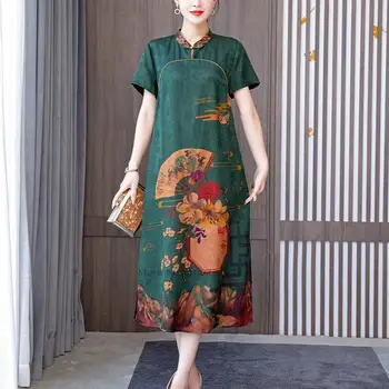 2022 китайското рокля традиционно китайското атласное рокля ципао рокля с флорални принтом женски женски ципао ципао източен ципао