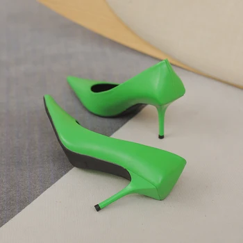 2023 Нови дамски обувки на висок ток Плодов цвят с фин пръсти на висок ток и остри пръсти Отзад, професионални обувки