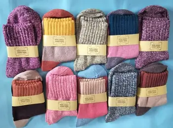 5 ДВОЙКИ/лотбеременные дамски чорапи от домакинството е заек на вълна есенно-зимни чорапи, дамски чорапи със средна дължина, сгъстено запаси