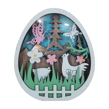 Великденски Декорации За Маса, Под Формата На Великденски Яйца, Великденски Декор За Маса, Дървени Великденски Яйца, Десктоп Бижу С Led Подсветка За Маси