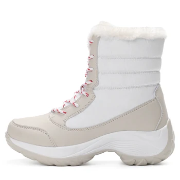 Дамски обувки, обувки на платформа с шнур, на ток, зимни дамски обувки, зимни дамски ботуши, меките ботильоны, зимни бели ботин