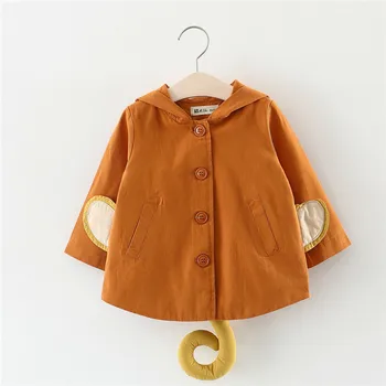 Пролет-есен детско палто за деца, сладък Кратък тренч за малки Момичета, жилетка с качулка във формата на животни, Детски Дрехи от 1 до 4 години